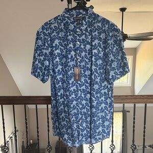 Michael Kors Blue Floral Casual Shirt